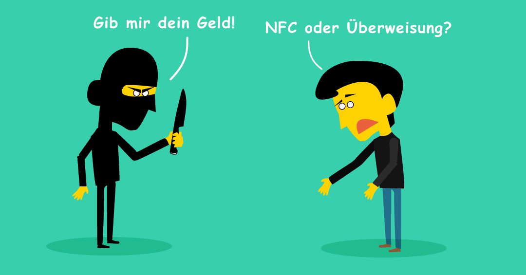 Bargeldverbot Comic: Überfall - NFC oder Überweisung?
