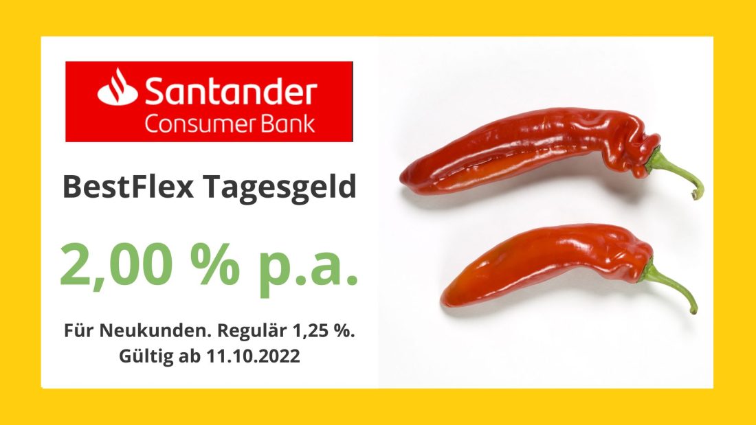 Santander Bestflex Tagesgeld Zinsen Österreich ab November 2 Prozent