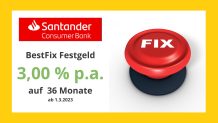 Santander Festgeld Zinsen März 2023 für Österreich