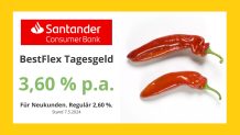 Santander Tagesgeld Österreich im Mai 2024 - bis zu 3,60 % p.a.