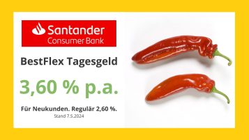 Santander Tagesgeld Österreich im Mai 2024 - bis zu 3,60 % p.a.